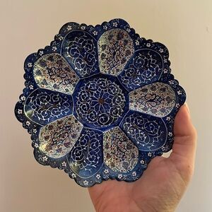 Vintage high quality  hand painted enameled Persian Mina plate